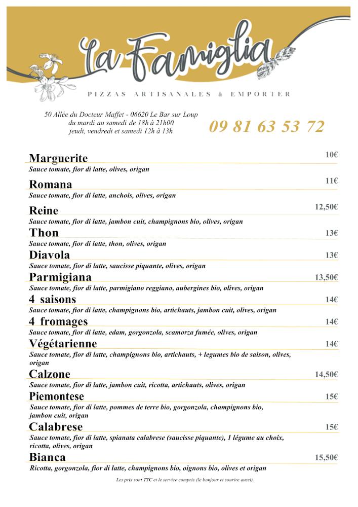 Pizzeria La Famiglia - Menu Image 1